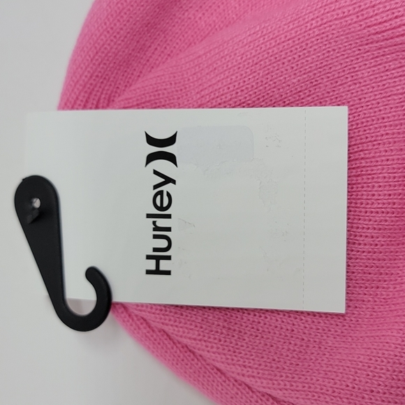 NWT Hurley Pink Knit Embroidered Beanie Hat - One Size - Picture 3 of 7